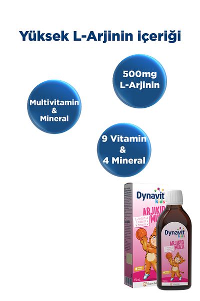 Dynavit Kids Multi Syrup 150ml - Contains Vitamin B, Vitamin D, Zinc and Arjinal
