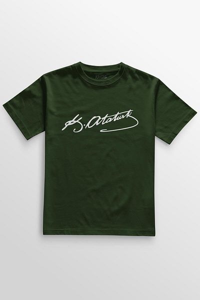 Kretas Χακί Χρώμα Mustafa Kemal Atatürk Signature Signature 10 Νοεμβρίου Τυπωμένο T-Shirt Unisex T-shirt