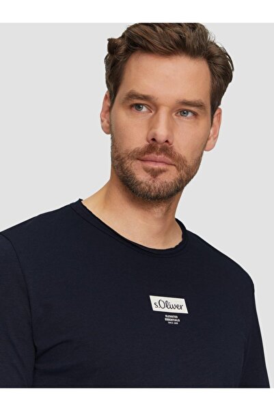 s.Oliver Tricou bărbătesc cu mânecă scurtă și guler rotund, croială regulată, bleumarin închis, 2XL