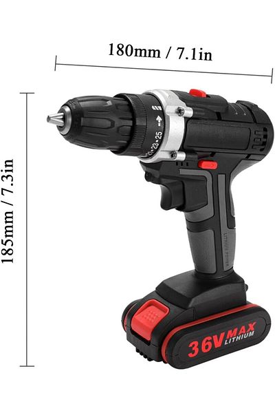 Lumely 36V Electric Impact Cordless Drill,Dual Range Variable Speed Control,1300mAh Capacity Li-Ion Battery