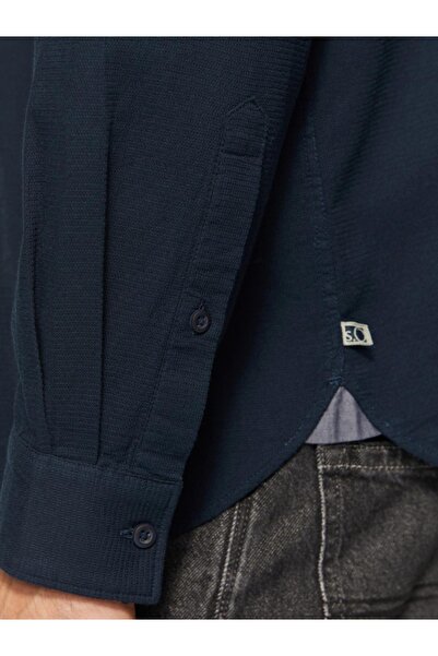 s.Oliver Cămașă bărbătească din bumbac, croială regulată cu buzunar la piept, bleumarin închis, L