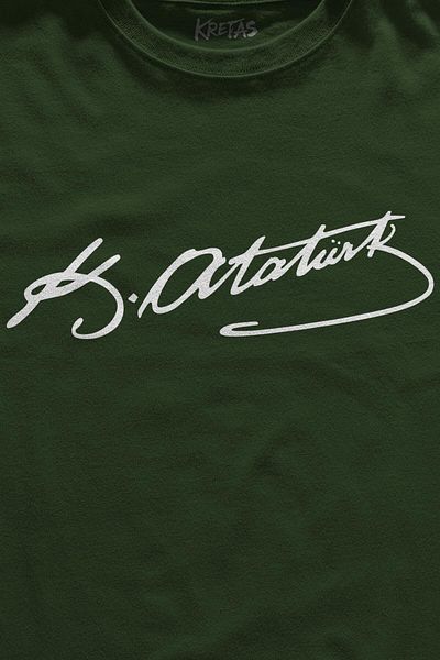 Kretas Χακί Χρώμα Mustafa Kemal Atatürk Signature Signature 10 Νοεμβρίου Τυπωμένο T-Shirt Unisex T-shirt