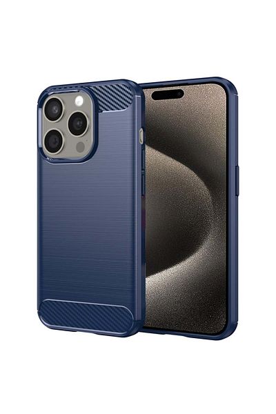 SKYDDAR INNOVATION Carcasă pentru iPhone 15 Pro Max, silicon carbon, silicon premium, subțire, albastră, set cu autocolant