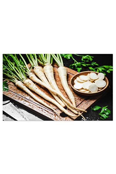 StoryGift Romania Tablou Canvas Delicatesa Verde Radacina De Patrunjel Taiata Pe Masa, Oferind Prospetime Si Nutr