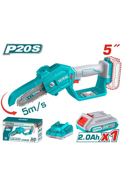 TOTAL 20v 5" battery branch saw, plastic bag with battery and charger