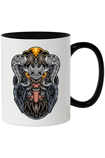 StoryGift Romania Cana Cu Cap De Demon, Coarne, Mecha, Robot, Sci Fi, Cyberpunk, Multicolor 330 Ml, Cu ,stg