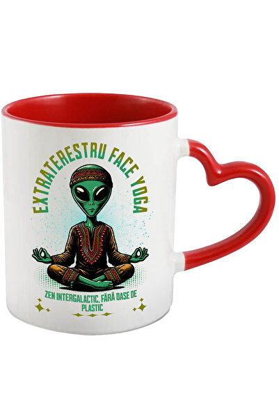 StoryGift Romania Cana Exstraterestru Facand Yoga, Zen Intergalactic, 330ml, Ceramica Cu Maner Ini, Cu ,stg