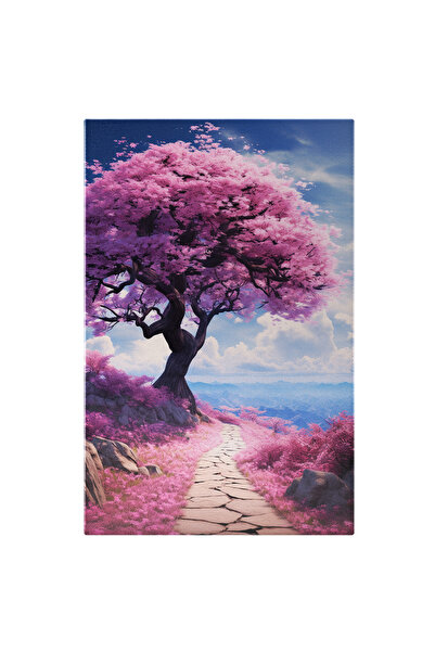 StoryGift Romania Tablou Canvas: Copac Și Potecă Cu Flori Roz- Natură Și Peis...