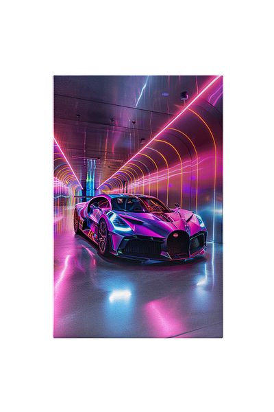 StoryGift Romania Tablou Canvas: Adrenalină În Tunelul Luminilor - Mașină Sport Într-o Călătorie Plină De Viteză