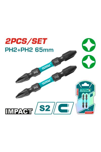TOTAL Ph2 Ph2 65mm 2pcs/set Black Screwdriver Bit Set