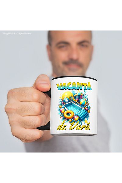 StoryGift Romania Summer Vacation Mug, swimming pool slide relaxation, 330ml, Ceramic with Black Handle, With Ma,STG.
