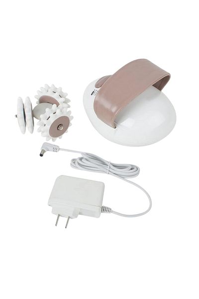 MACVI Aparat Electric de Masaj Macvi® , 2 Viteze, 6 Roti Rotative, Anticelulitic si Relaxant, Alb/Maro