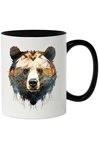 StoryGift Romania Bear Head Mug, Animal, Illustration, Geometric, Abstract, M...