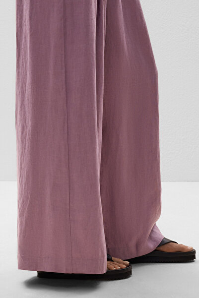 Oysho 100% linen wide-leg trousers