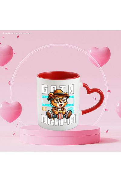 StoryGift Romania Teddy bear mug text ready for drama movie cinema, 330ml, Ceramic with Heart Handle, With,STG