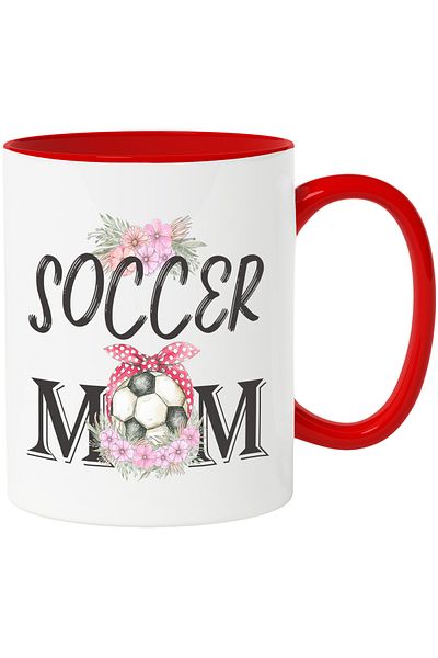 StoryGift Romania Soccer ball mug with the message "Soccer Mom", soccer mom, illustration, , With ,STG