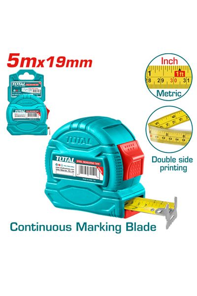 TOTAL 5mx19mm Double-Sided Plastic Meter