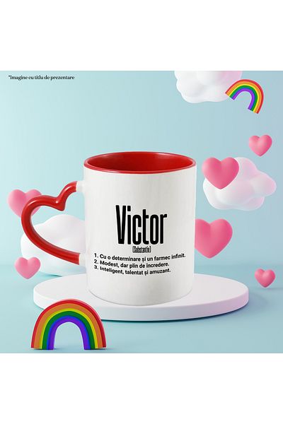 StoryGift Romania Mug With Name Victor, Determination, Modest, Intelligent, Funny, Personalized, C, With, STG