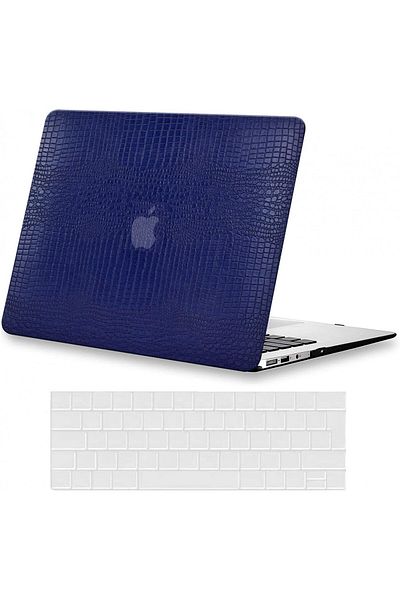 Kerom Protective case for MacBook Air 13 (2018-2020) Kerom, PU leather/silicone, dark blue, 13 inches