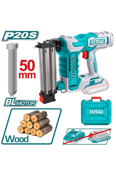 TOTAL 20v 50mm battery nail gun, plastic bag, without battery and charger