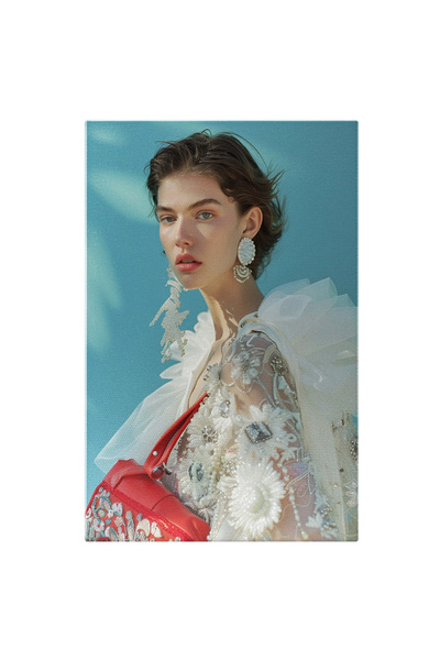 StoryGift Romania Tablou Canvas Fata Simpla Cu Ochelari Rotunzi Si Parul Saten Cu Privire Senina In Rochie Trans