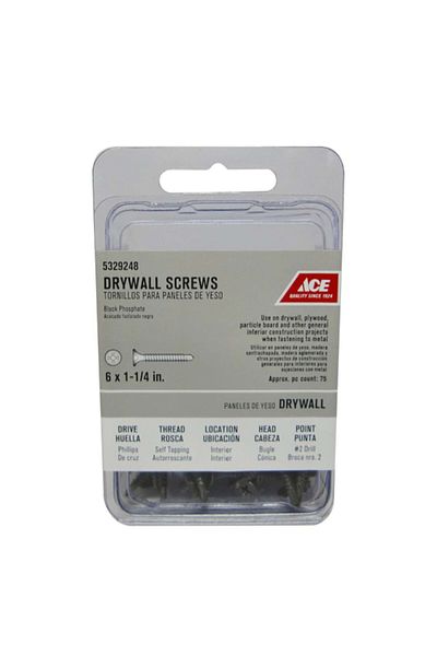 ACE 75-Piece Phillips Fine Drywall Screws No.6 x 1.25 Inch