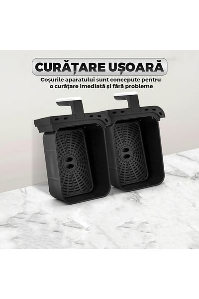 MACVI Friteuza Dubla Fara Ulei ,Macvi® , 8L , Tehnologie Smart Sensing, Programe Smart Chef Automate