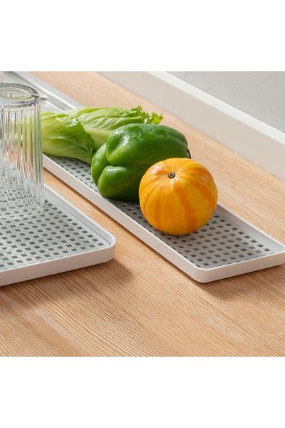 Viyogo Suport pentru scurgere pahare/tacamuri, 38 x 10.5 x 1.7 cm, alb