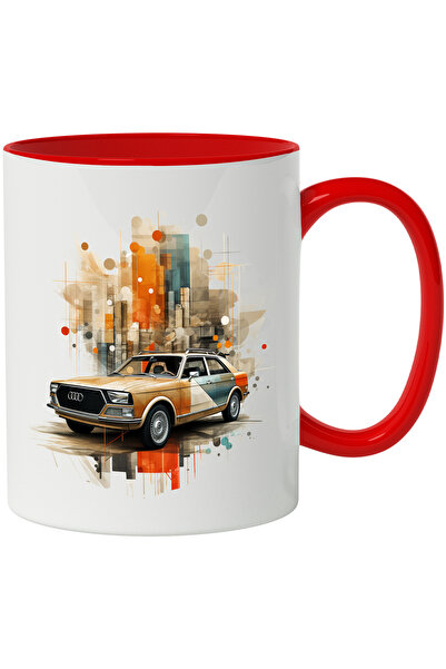 StoryGift Romania Cana Cu Masina, Audi, Retro, Geometric, Buline, Ilustratie,...