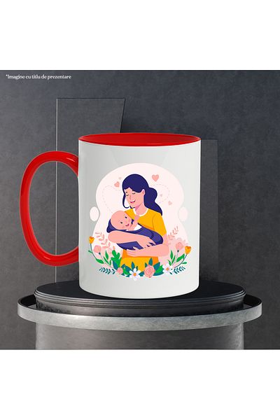 StoryGift Romania Mug With Baby, Blanket, Mother, Love, Family, Multicolor 330 ml, Ceramic with M, With ,STG
