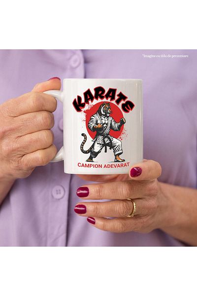 StoryGift Romania Mug with Tiger in Martial Arts Costume Karate Contact Fighting Motivational Like, With, STG.