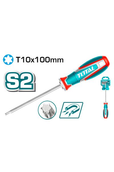 TOTAL T10x100mm Star Type 1 Rubber Hand Screwdriver