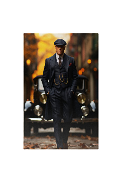StoryGift Romania Tablou Canvas: Portret Barbat Tinuta Stil Peaky Blinders El...