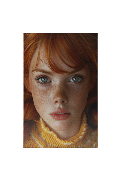 StoryGift Romania Tablou Canvas: Close Up Tânăra În Pulover Galben Cu Părul R...
