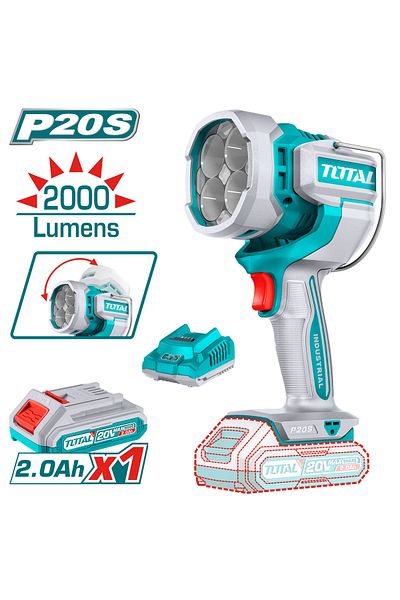 TOTAL 20v 2000lumens battery flashlight without battery and charger