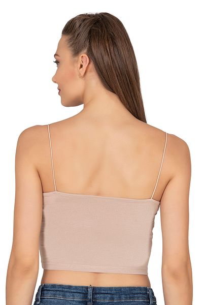 ÖZKAN underwear Özkan 27370 بلوزة نسائية مودال قطن ليكرا قطنية مطاطية مريحة ذات أربطة سباغيتي محبوكة على شكل قميص قصير محبوك
