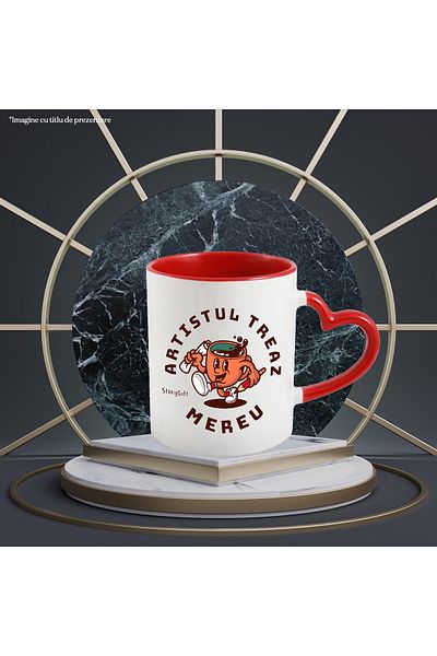 StoryGift Romania The Artist Mug Always Awake Painter Coffee Cup, 330ml, Ceramic With Heart Handle, With, left