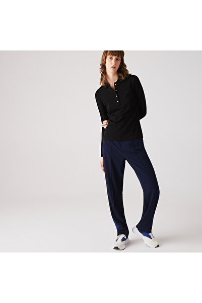 Lacoste Kadın Slim Fit Uzun Kollu Siyah Polo