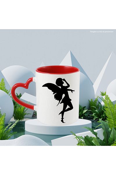 StoryGift Romania Mug with an Afro girl with wings - fairy tales with Red Heart Handle, With Red Heart Handle STG ,,STG.
