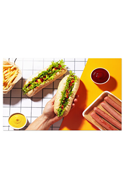 StoryGift Romania Tablou Canvas Hot Doguri Cu Sosuri In Boluri, Carna?i ?i Ca...