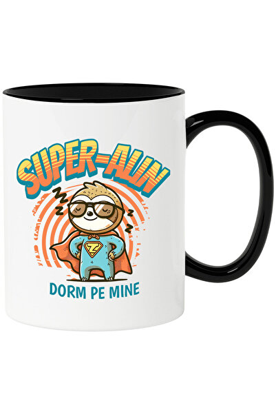 StoryGift Romania Cana Cu Animal Lenes Cu Costum De Super Erou Desene Animate Text Super-alin Dorm, Cu ,stg