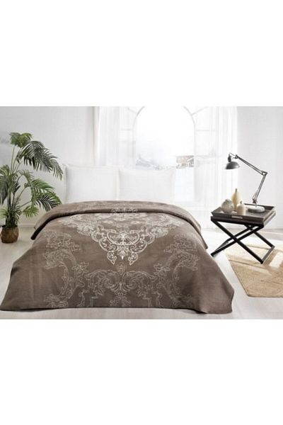 Taç Patura bumbac si fibra mixta 200x220cm, TAC, Lorena Tas (maro)