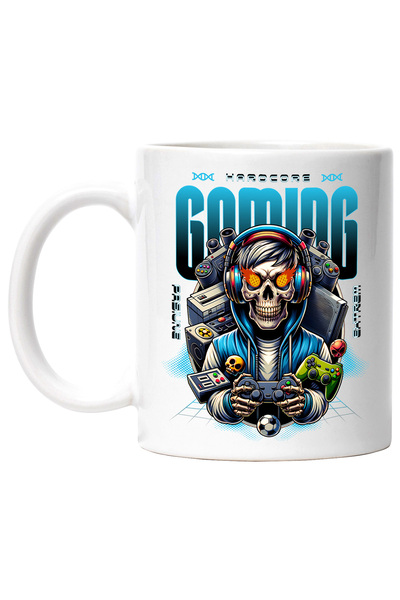 StoryGift Romania Cana Schelete Hardcore Gaming. Pasiune. Extrem, 330ml, Ceramic Cu Maner Alb, Cu Maner,stg