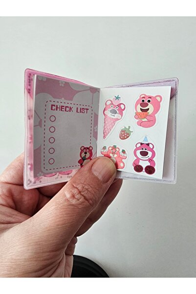 Ceylan Kırtasiye 24 Yapraklı Mini Sulu Simli Süslü Stickerlı 5,5 cm Not Defteri, Unicorn, Ayıcık (1 Adet)