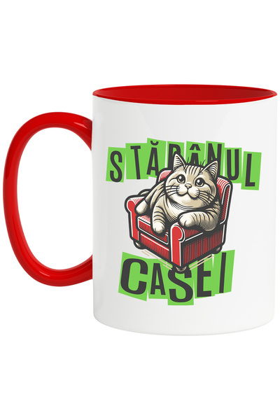 StoryGift Romania Cana Pisica Pe Canapea Mesaj Haios Stapanul Casei, 330ml, C...