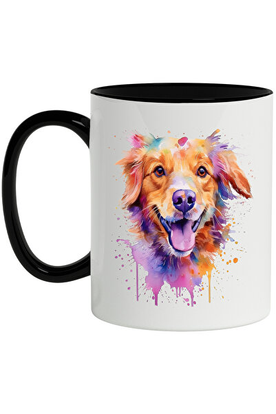 StoryGift Romania Cana Cu Caine, Zambet, Watercolor, Stropi Vopsea, Animal, M...