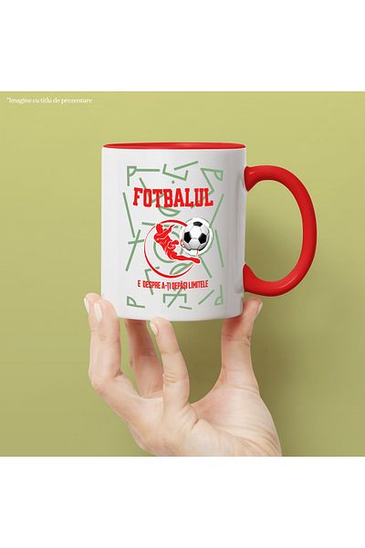 StoryGift Romania Mug Football player kicks the ball text FOOTBALL IS ABOUT EXCEEDING YOUR LIMITS, With ,STG