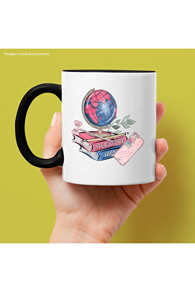 StoryGift Romania Cana Cu Carti De Literatura Si Glob Pamantesc, Scoala, Elevi, Penar, Stilou, Rom, Cu ,stg