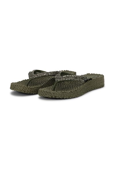 Ilse Jacobsen Army Cheerful15 - Green Platform Flip Flops