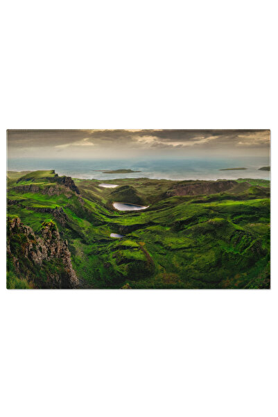 StoryGift Romania Tablou Canvas - Peisaj Scotian - Munti Verzi Si Iarba In Vant